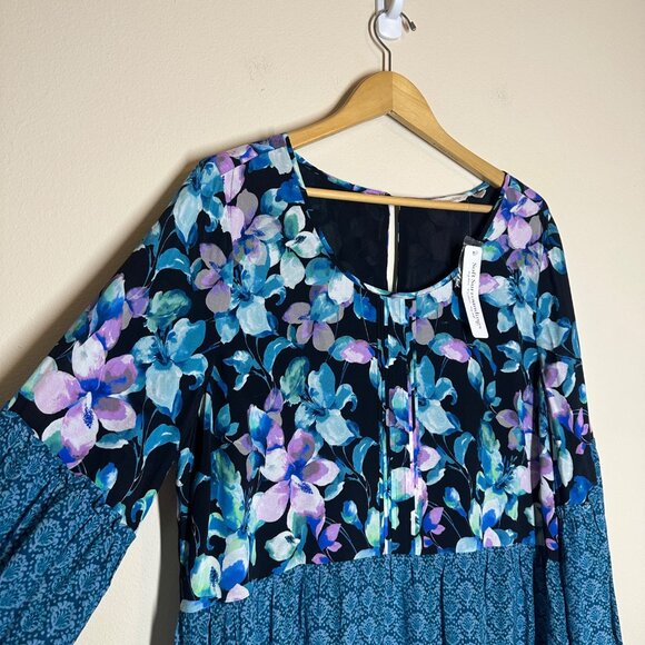 Soft Surroundings Night Bloom Long Sleeve Tiered Shift Dress Womens Size XL Boho - Picture 4 of 10